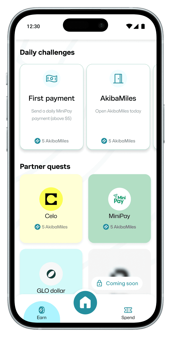 AkibaMiles earn screen mockup